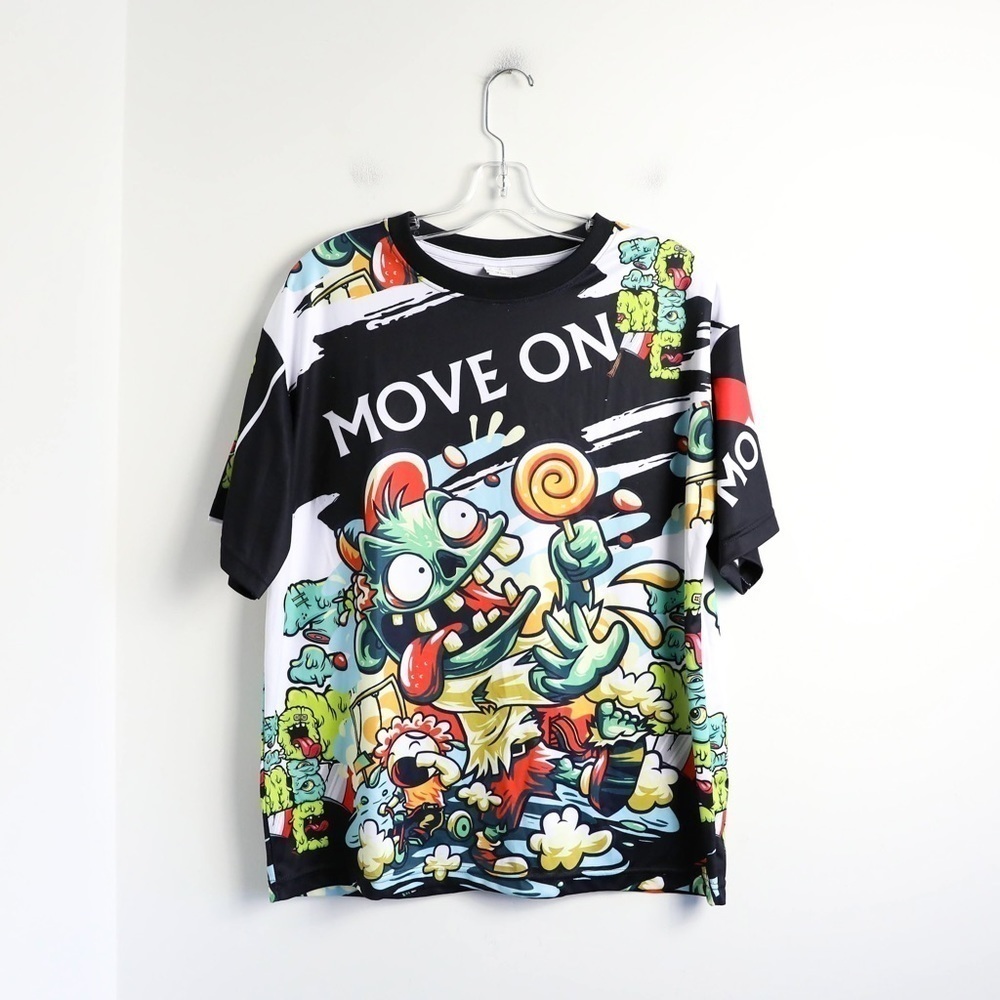 Apizode zombie print men's t-shirt S small clubbing party fun stretch cartoon